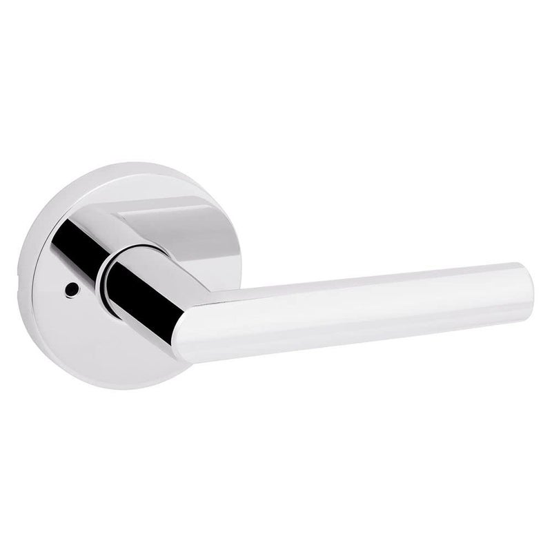 Kwikset Milan Interior Privacy Door Handle with Lock  Door Lever For Bathroom and Bedroom  Polished Chrome Reversible Keyless Push Button Lock Door Lever - Image 1